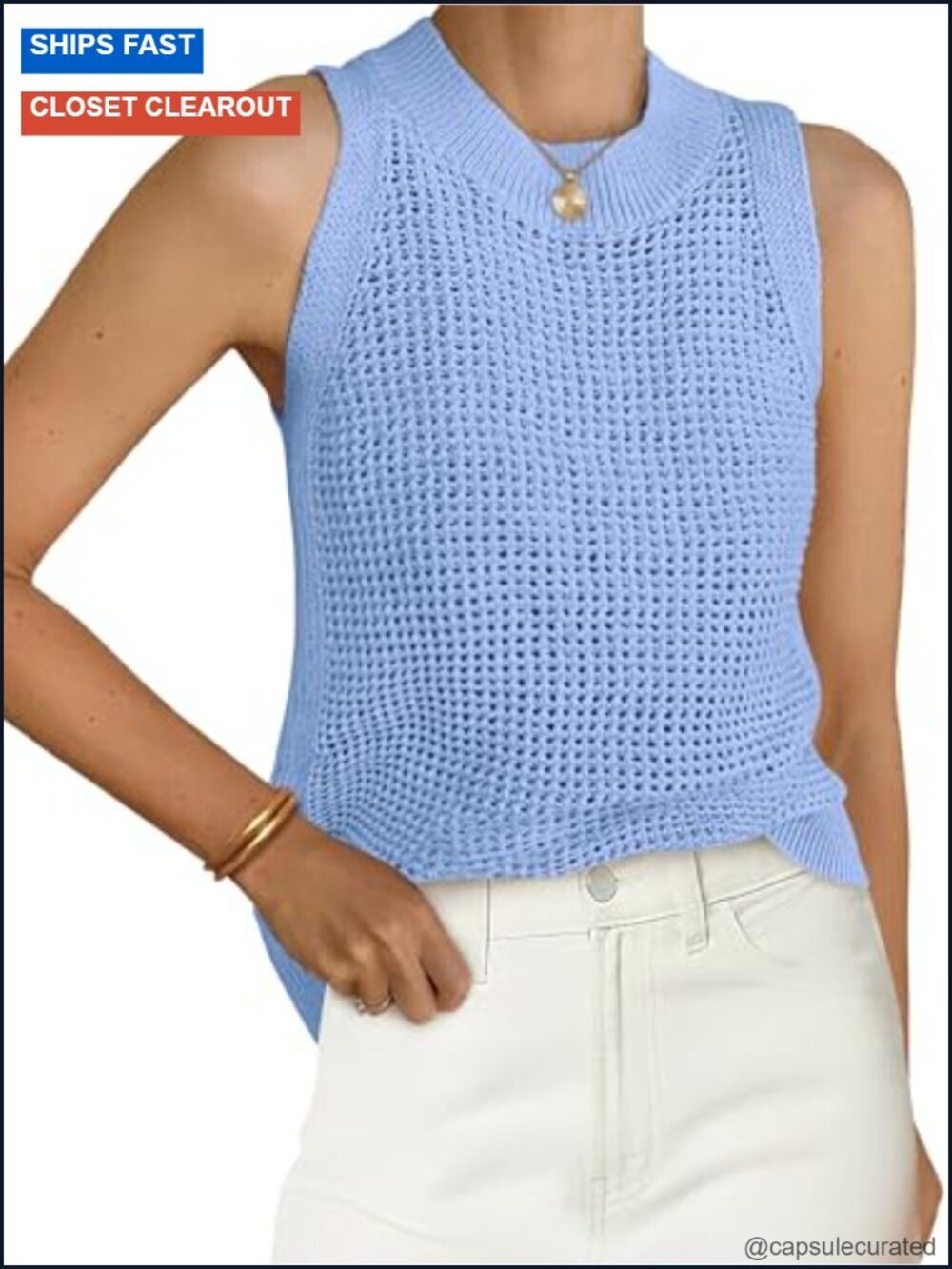 Crochet Tank Top Womens Hollow Out Sleeveless Knit Sweater Vest Summer Beach
